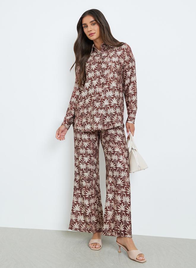 A coordinated set of wide pants and shorts with pr...